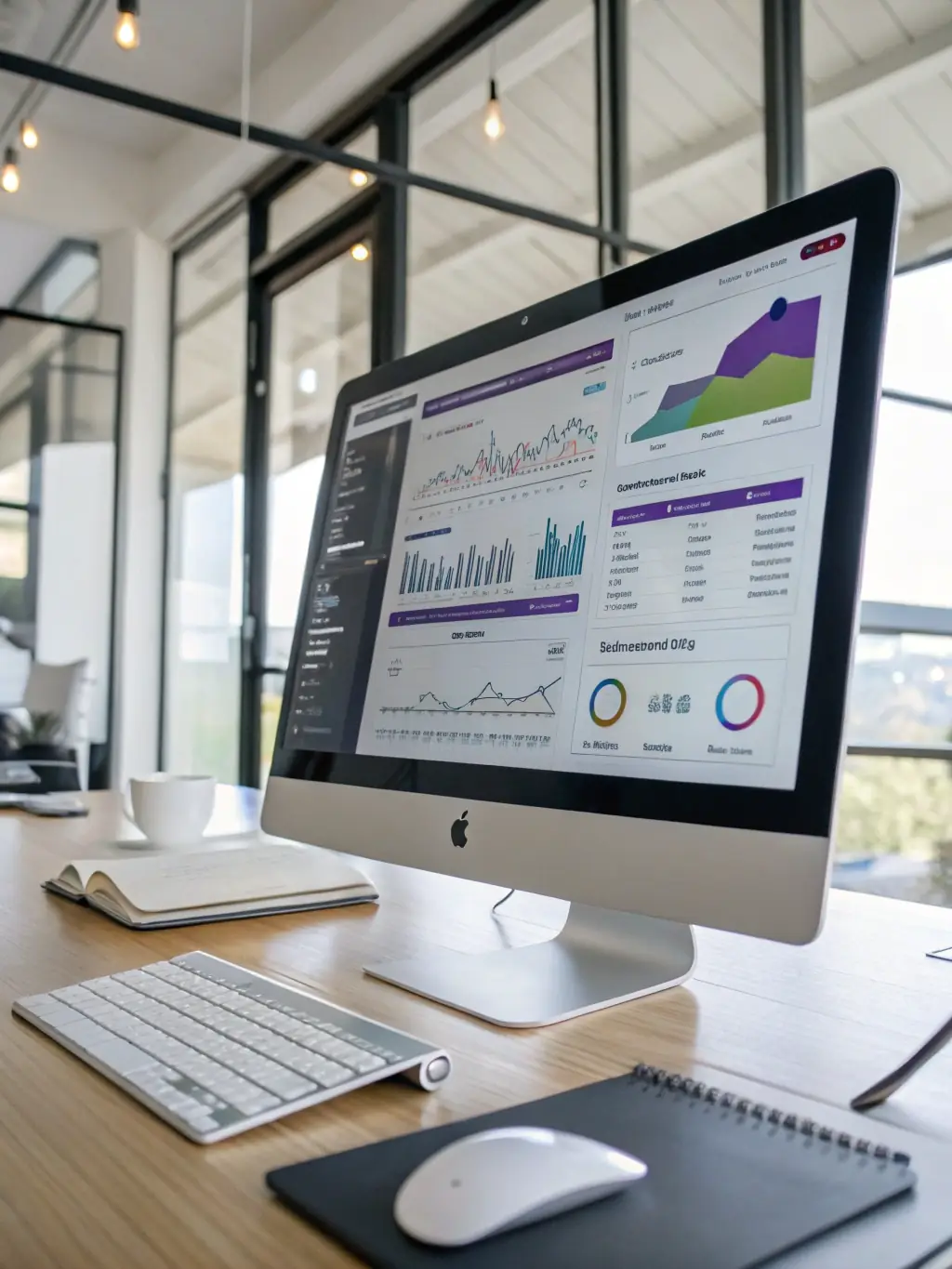 An image showing a digital dashboard with marketing analytics and AI-driven campaign visuals, showcasing Captivize's AI Marketing Agents.